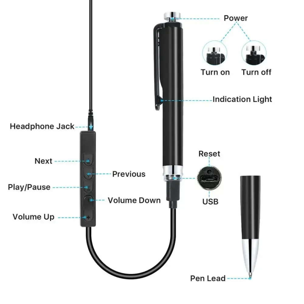 32gb 64g 128g Portable Digital Sound Audio Recording Pen Device