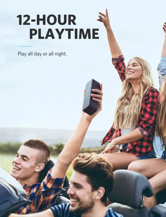 Anker Soundcore Motion B, Portable Bluetooth Speaker, with 12W Louder Stereo Sound, IPX7 Waterproof, and 12  Hr Longer-Lasting Playtime, Soundcore Speaker Upgraded Edition for Home and Outdoors