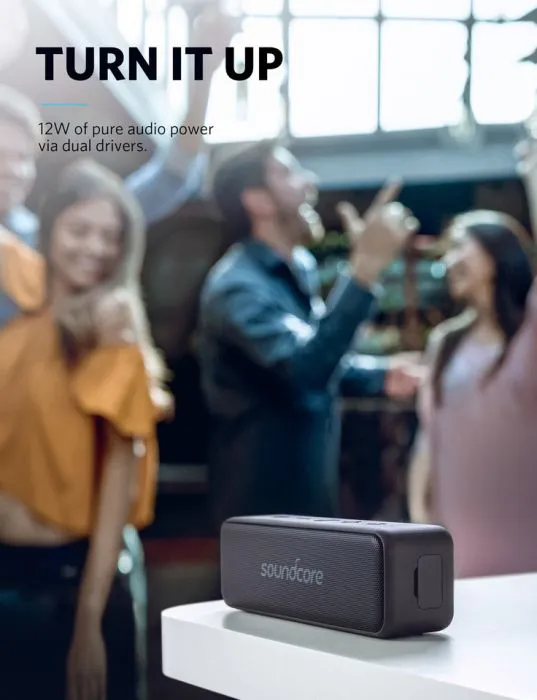Anker Soundcore Motion B, Portable Bluetooth Speaker, with 12W Louder Stereo Sound, IPX7 Waterproof, and 12  Hr Longer-Lasting Playtime, Soundcore Speaker Upgraded Edition for Home and Outdoors