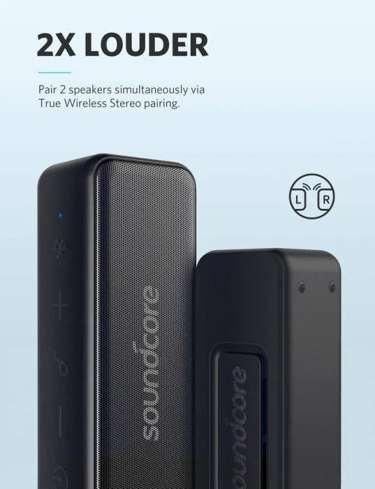Anker Soundcore Motion B, Portable Bluetooth Speaker, with 12W Louder Stereo Sound, IPX7 Waterproof, and 12  Hr Longer-Lasting Playtime, Soundcore Speaker Upgraded Edition for Home and Outdoors