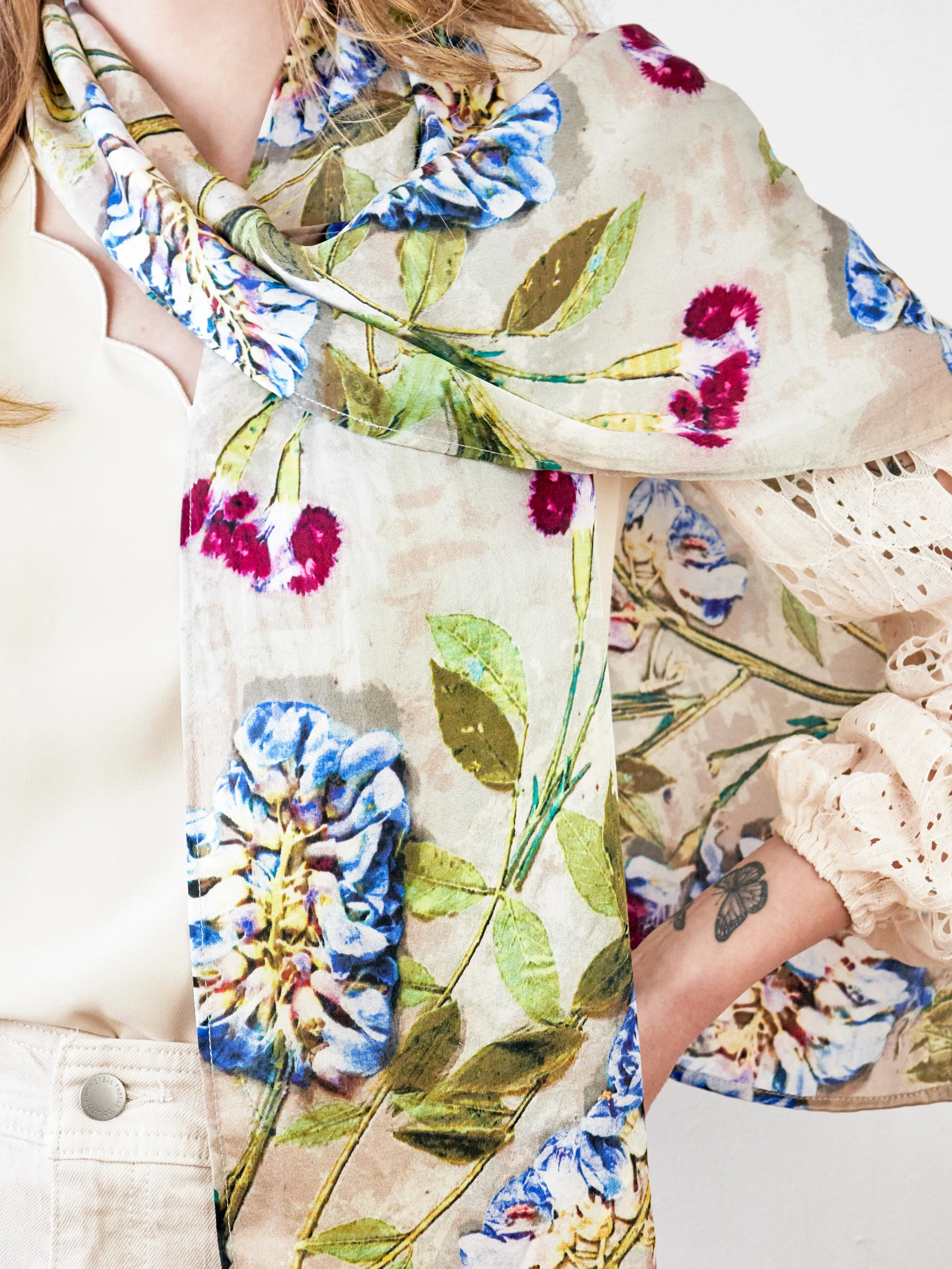 Blue Wisteria Chi Silk Scarf