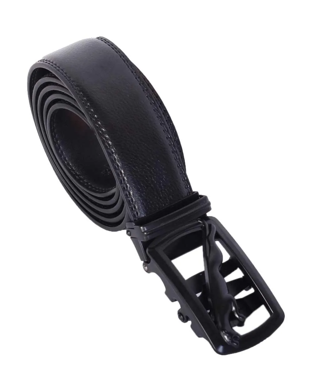 Cowhide Automatic Buckle Black Leather Belt for Men