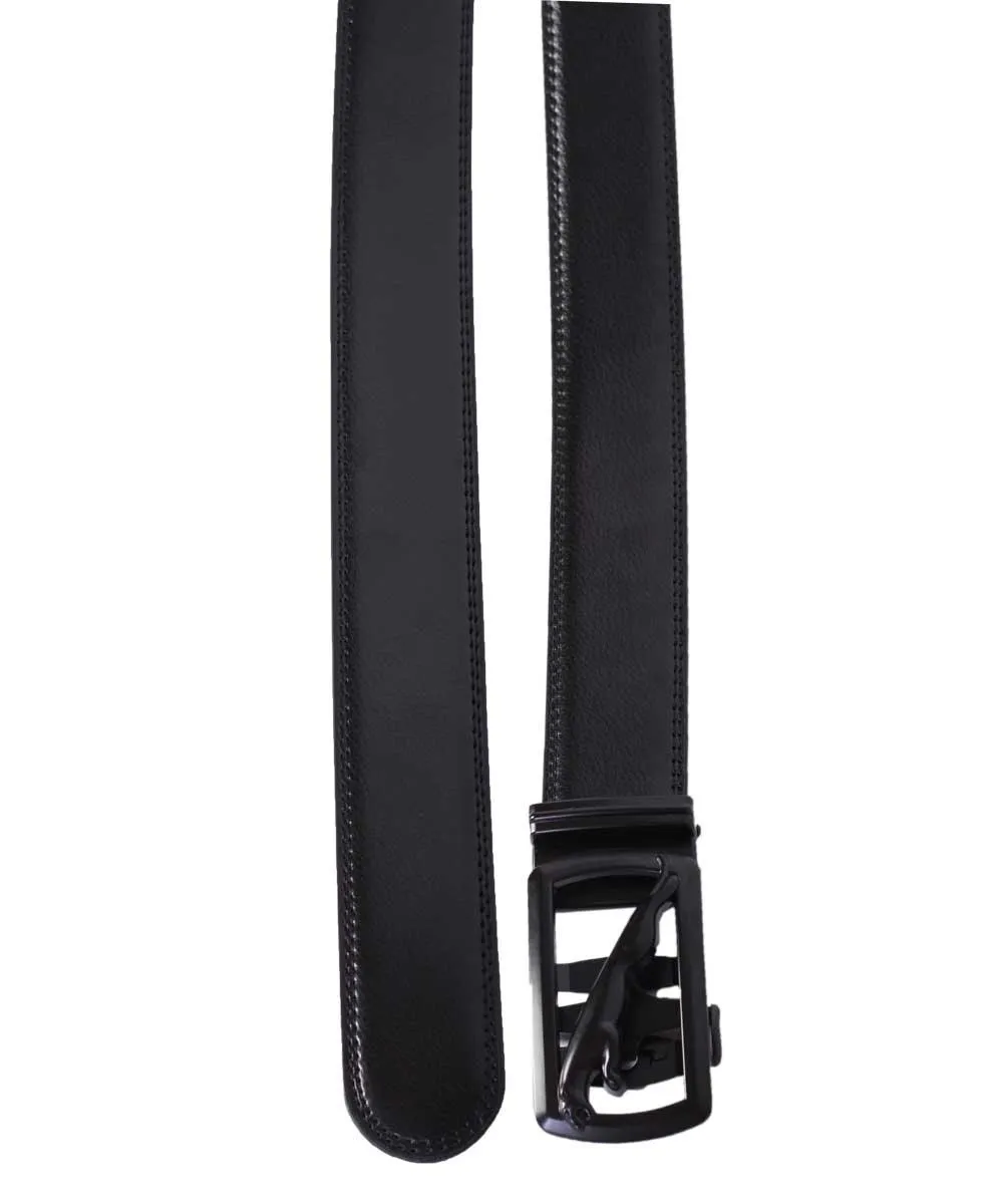 Cowhide Automatic Buckle Black Leather Belt for Men