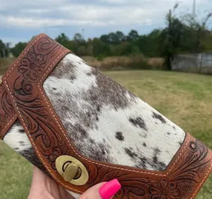 Cowhide Tooled Leather Wallet