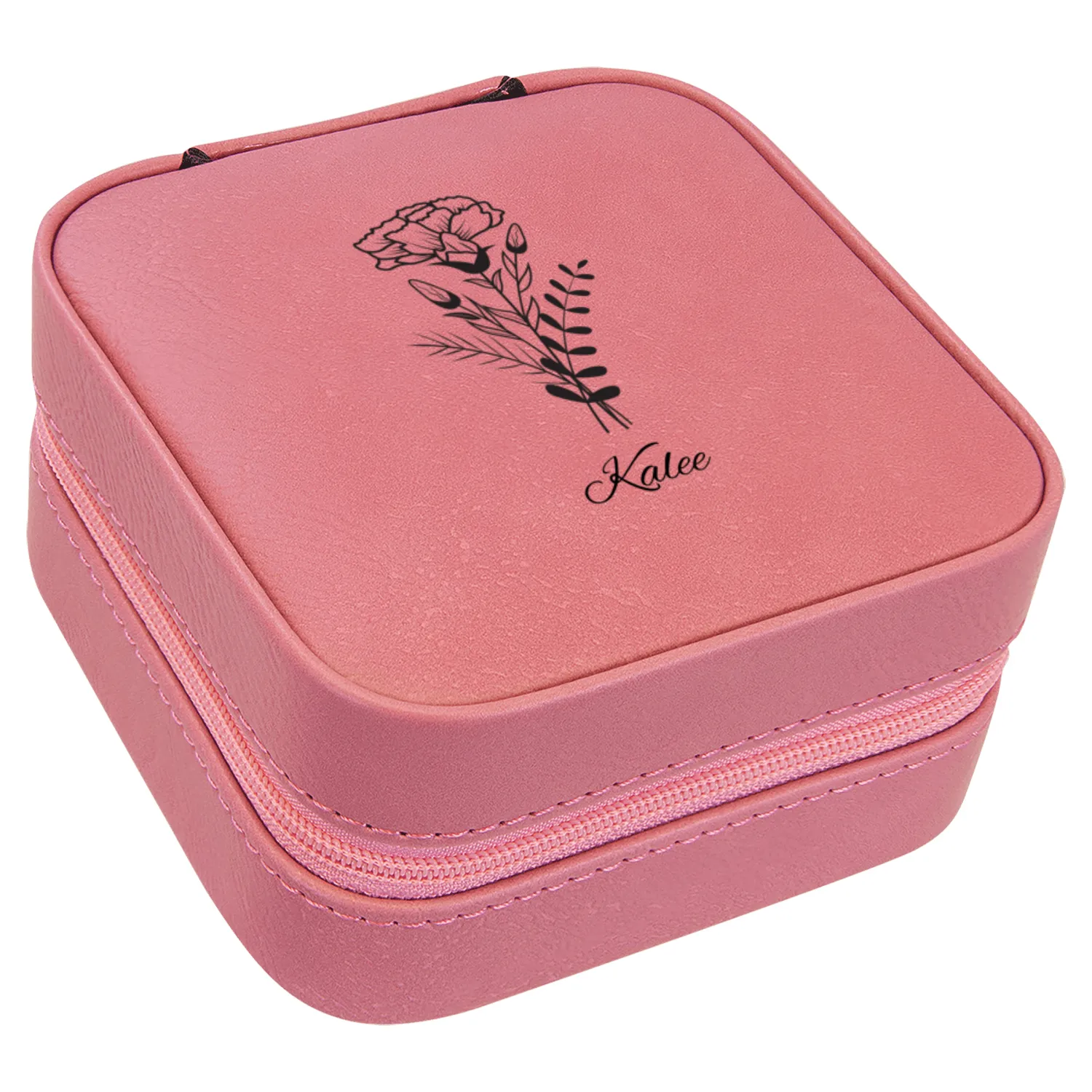 Gifts for her| "Personalized Premium PU Leather Travel Jewelry Box  Custom Name & Birth Flower, The Ultimate Gift for Every Woman"