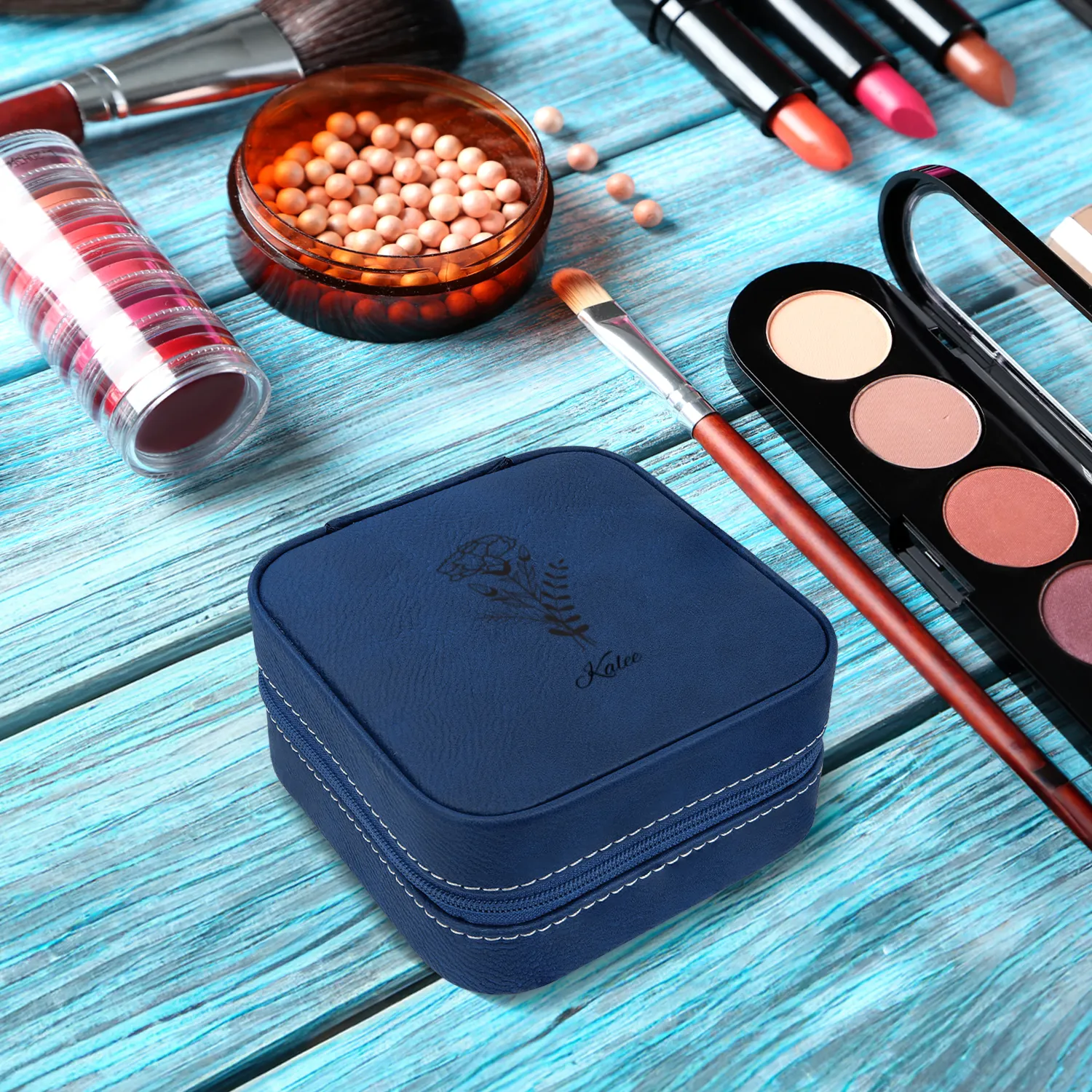 Gifts for her| "Personalized Premium PU Leather Travel Jewelry Box  Custom Name & Birth Flower, The Ultimate Gift for Every Woman"