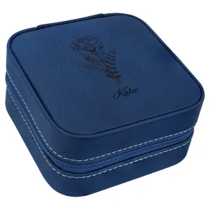Gifts for her| "Personalized Premium PU Leather Travel Jewelry Box  Custom Name & Birth Flower, The Ultimate Gift for Every Woman"