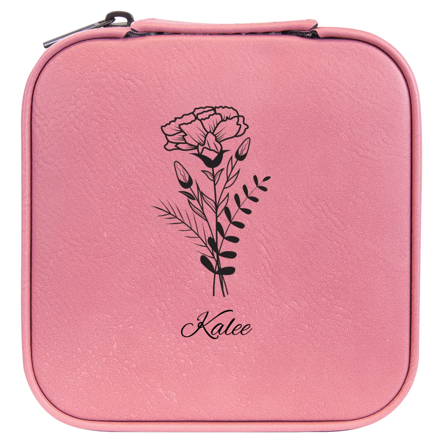 Gifts for her| "Personalized Premium PU Leather Travel Jewelry Box  Custom Name & Birth Flower, The Ultimate Gift for Every Woman"