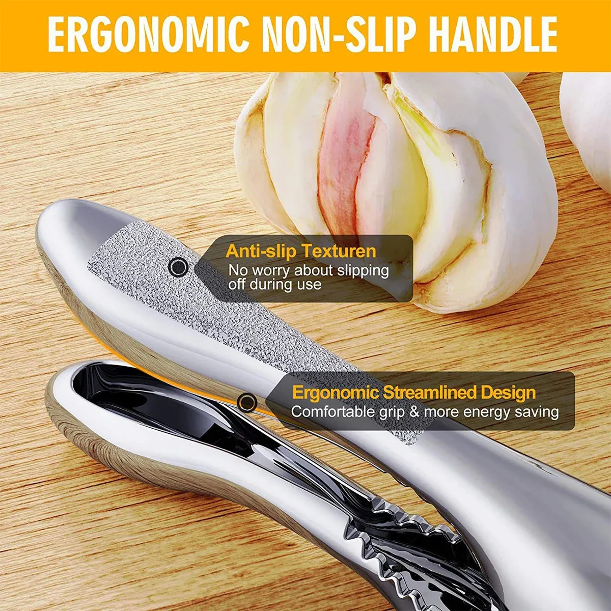 New Garlic Press Stainless Steel 2 in 1 Garlic Slicer