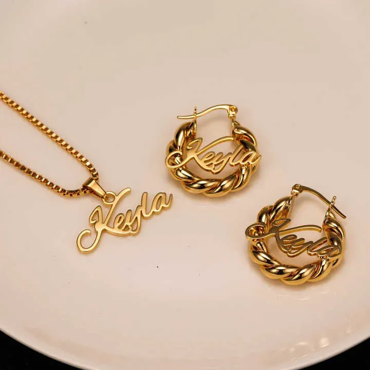 Stainless Steel Personalized Customized-أقراط دائرية