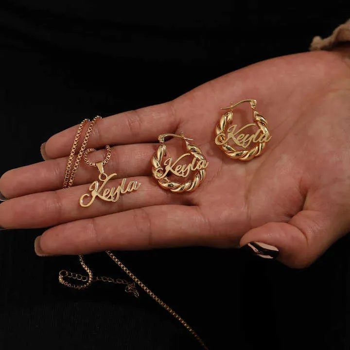 Stainless Steel Personalized Customized-أقراط دائرية