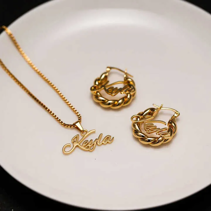 Stainless Steel Personalized Customized-أقراط دائرية