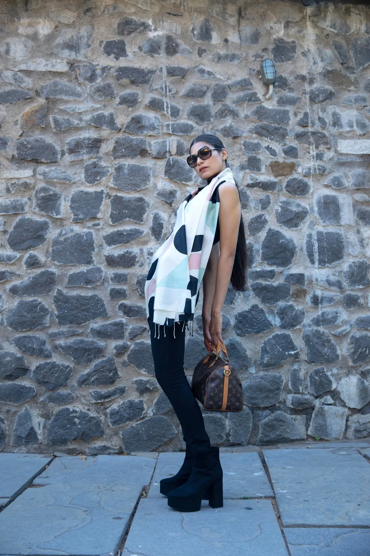 The 'Salmon Maze' Eri Silk Scarf