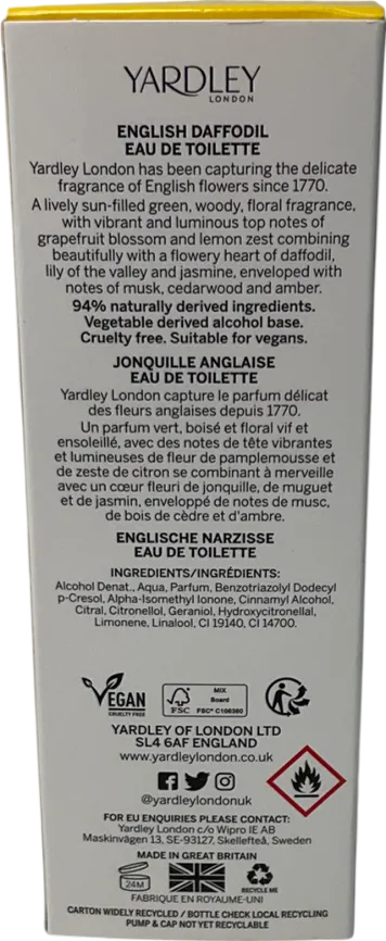 Yardley English Daffodil Eau De Toilette 125ml